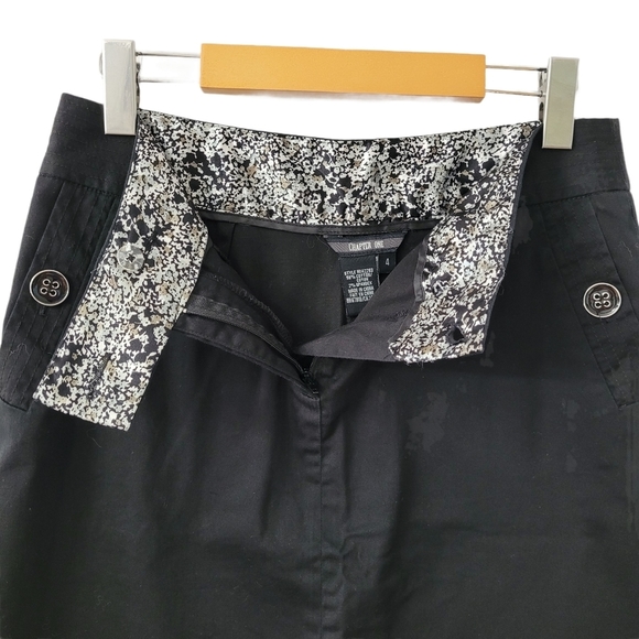 Black Pencil A-Line Cotton Blend Midi Career Skirt - Picture 4 of 8